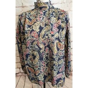 Vintage 80s Womens Size 8 Medium Nicola Paisley Puff Long Sleeve Pleated Blouse